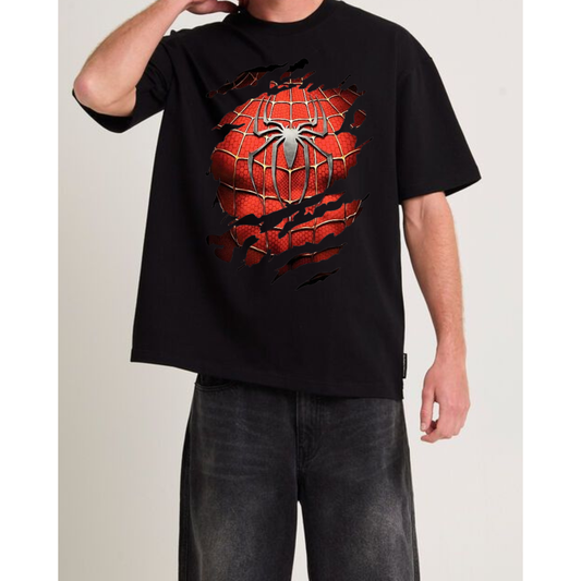 Men Printed round neck Cotton Blended Tshirt - Black