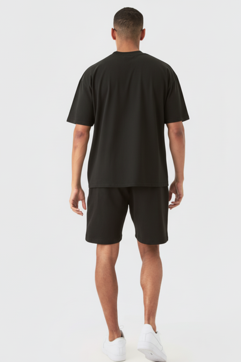 Round neck premium cotton Tee Natural Black