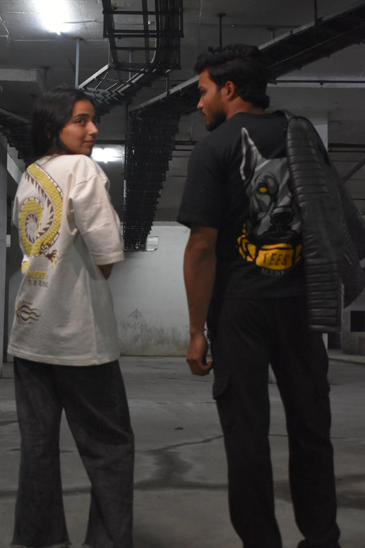 Men/Women  Printed round neck  Cotton Blended Tshirt -White