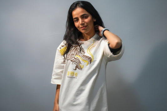 Men/Women  Printed round neck  Cotton Blended Tshirt -White