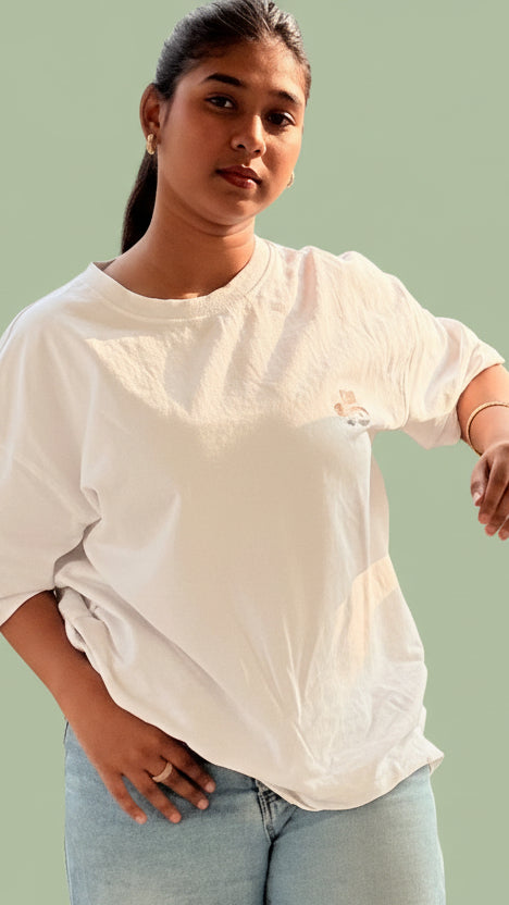 Round Neck white Cotton T-shirt