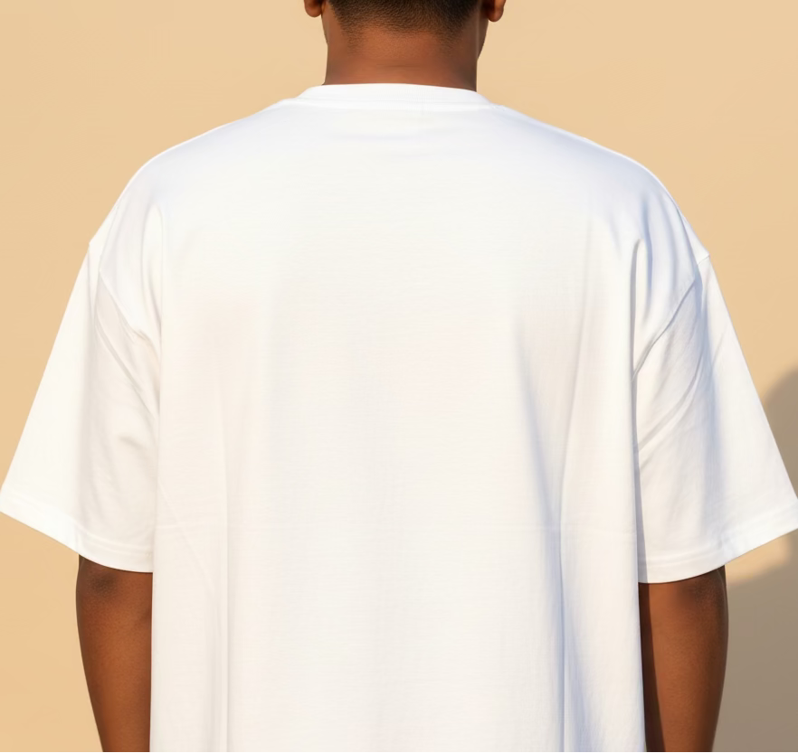 Round neck solid color white cotton Tee