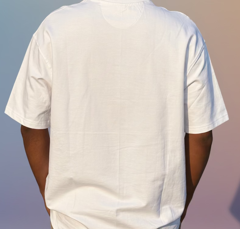 Round neck white cotton Tee