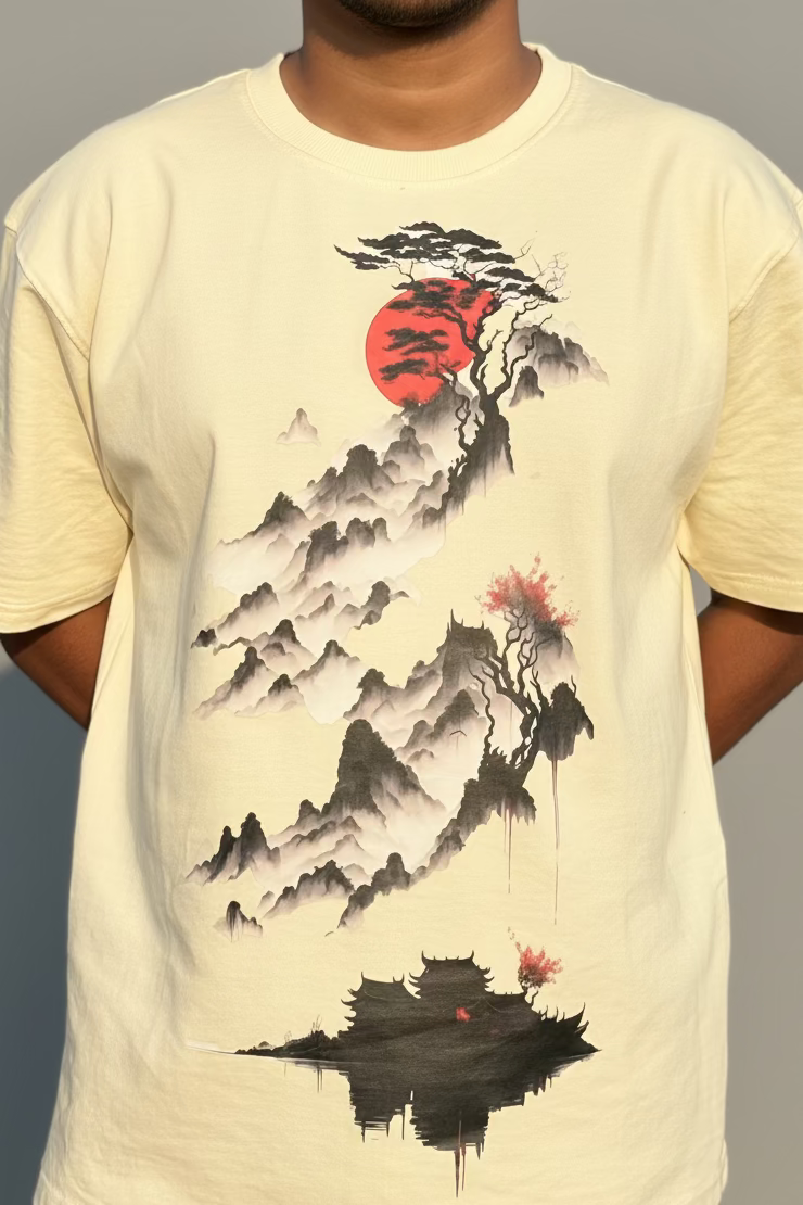 Round neck cream color Cotton Tee