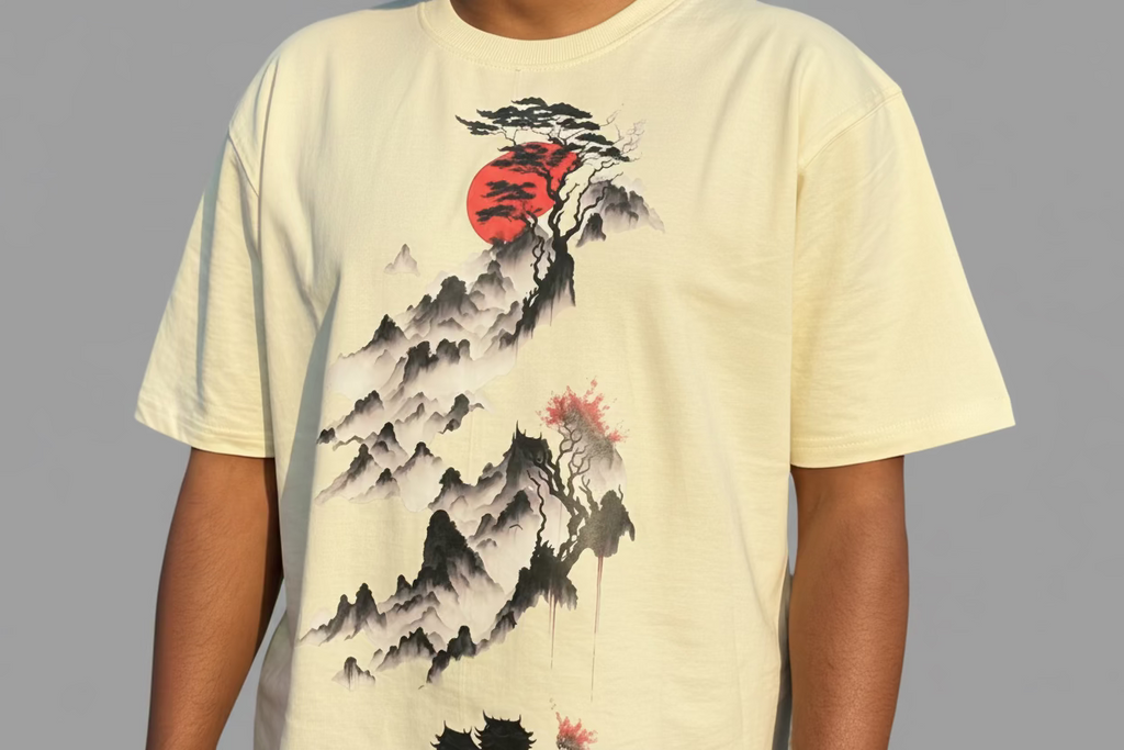 Round neck cream color Cotton Tee